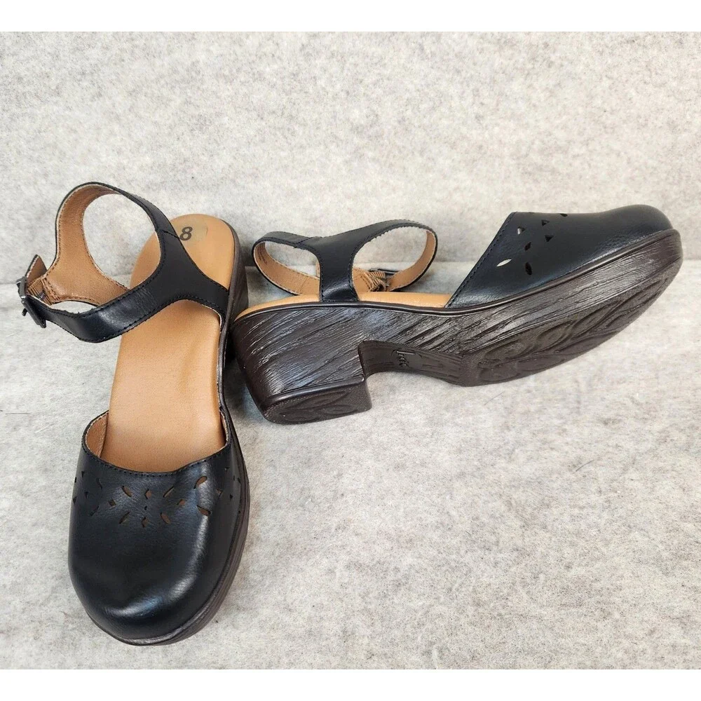 New Women’s b.o.c. Black Faux Leather Mary Jane Clogs ‘Jasmine’ Size 7